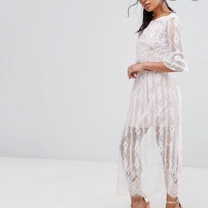 White Lace Mesh Dress